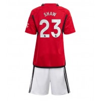 Dres Manchester United Luke Shaw #23 Domaci za djecu 2023-24 Kratak Rukav (+ kratke hlače)